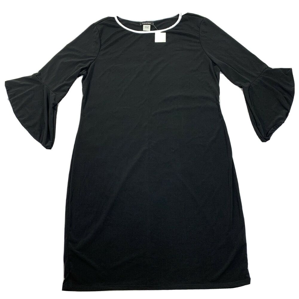 Sage & Vicky Women's NEW Dress Large Black Blouse 3/4 Sleeve